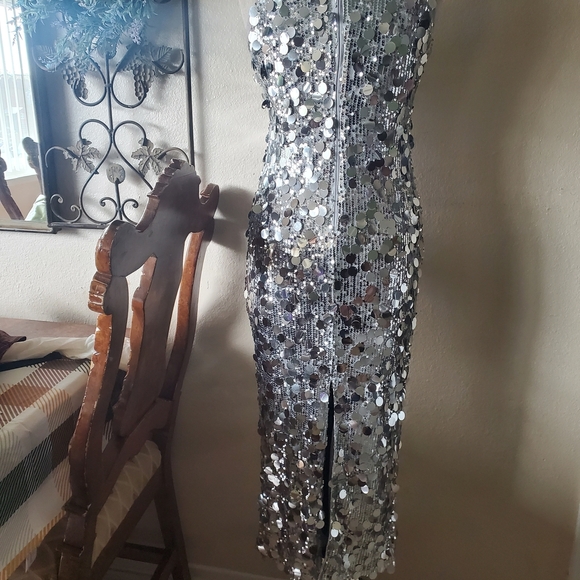 Petal & Pup Silver Sequin Midi Dress - Picture 14 of 14